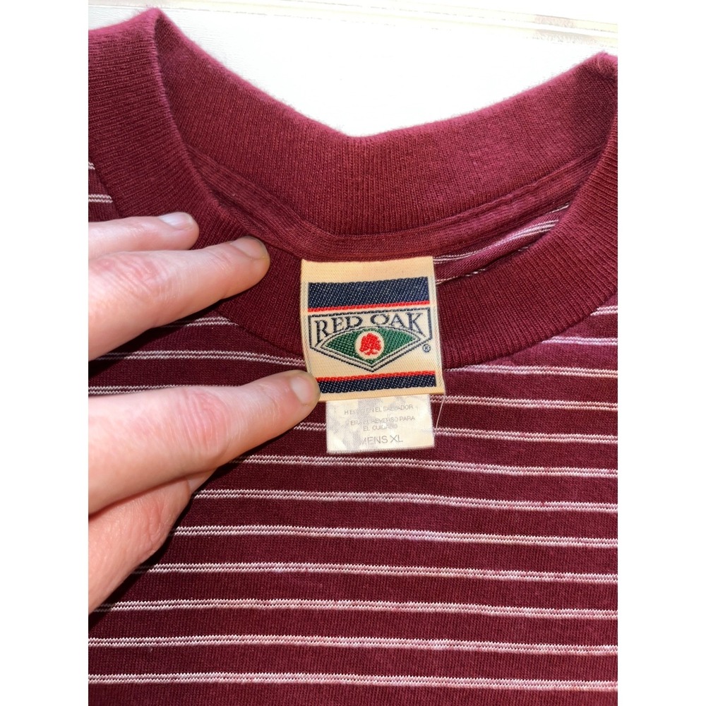 Vintage Red Oak Texas A&M Aggies Striped T-Shirt Mens XL Maroon White 90s NCAA - Picture 5 of 6